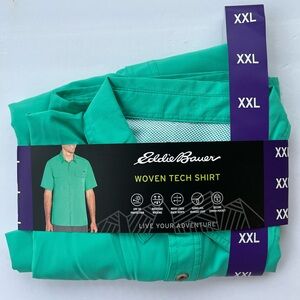 Eddie Bauer Men's Woven Tech Short Sleeve Shirt - Starling Turquoise - S…